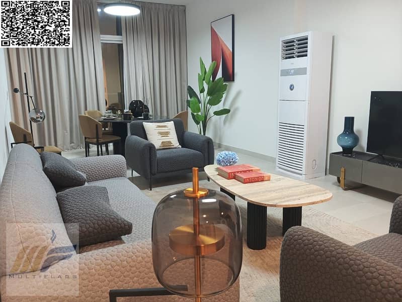 A great opportunity to own or invest in the Bluebell Residence project in Ajman, a one-bedroom apartment with an exceptional size suitable for family