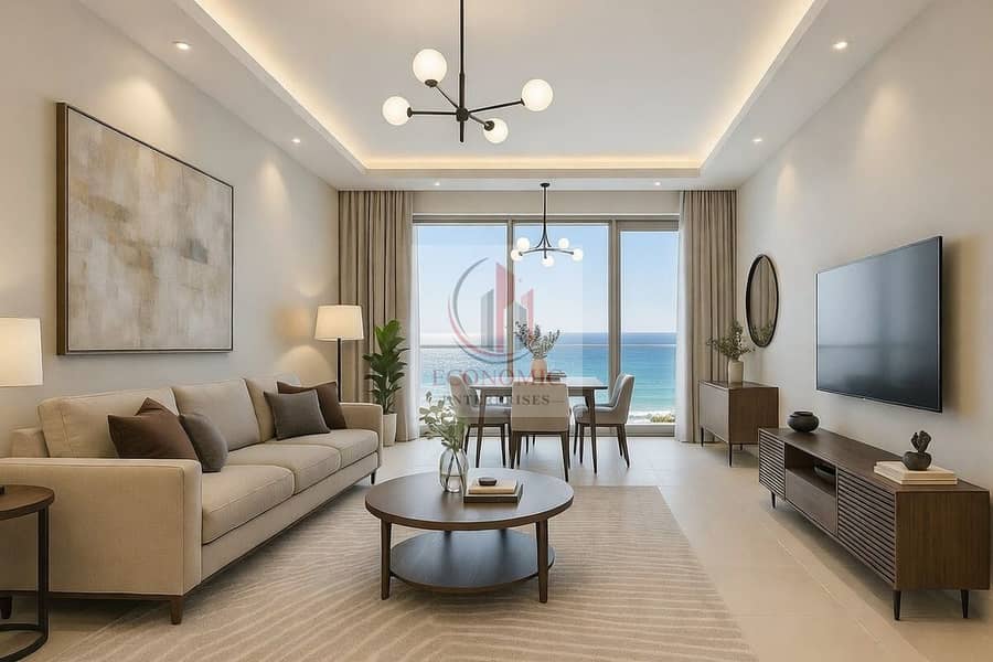 2-Bedroom + Maid's Room Fully Furnished Apartment with Direct Sea View on Al Khan Beach | Al Ghaf Tower