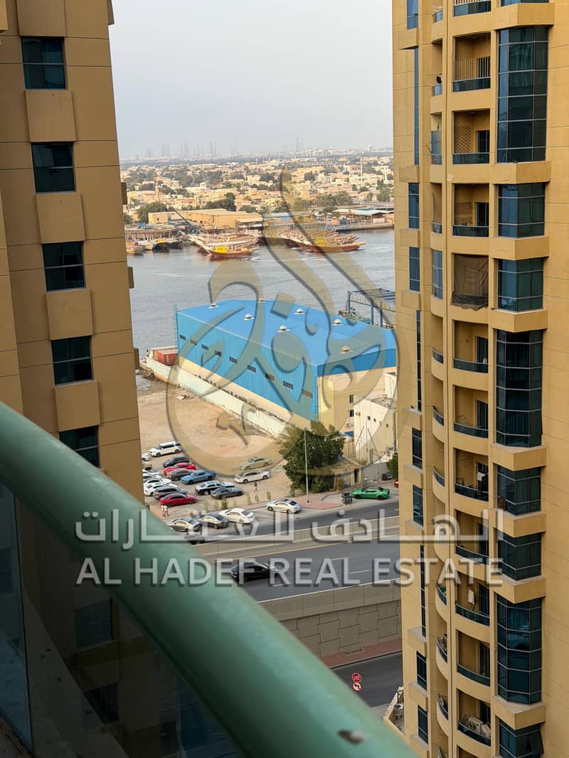 For Sale Directly from Owner in Sharjah – Al Khan, within Al Khor Towers A distinctive apartment with a direct lake view, one of the largest two-bedr