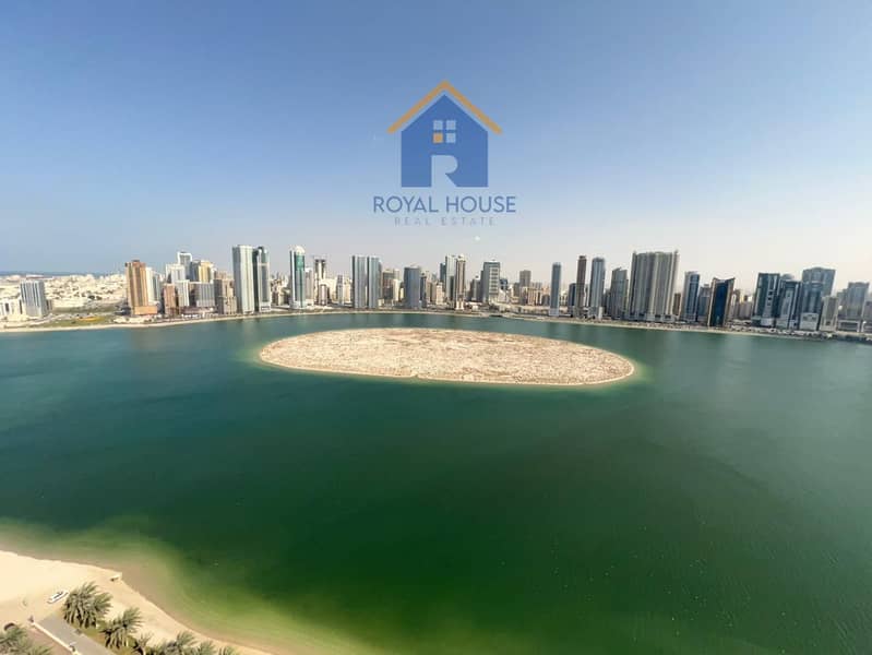 A great opportunity to buy a two-bedroom apartment with a living room overlooking Al Majaz Corniche