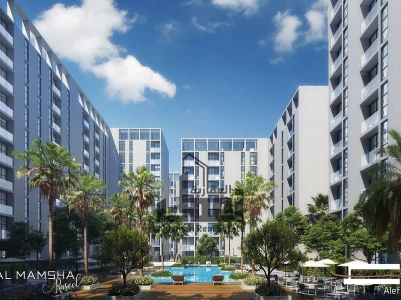 1 Bedroom Apartment for Sale in Al Mamsha Sharjah | Pool View | Balcony | 681 Sq Ft